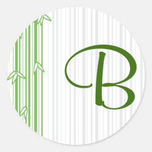 Monogram met Bamboe Achtergrond - Letter B Ronde Sticker