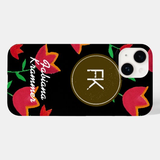 Monogram met bloemen Case-Mate iPhone case (Achterkant (horizontaal))