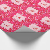 Monogram met bloemen - fuchsie en roze cadeaupapier (Hoek)