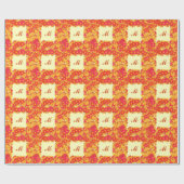 Monogram met bloemen - rood en goud cadeaupapier (Vlak)