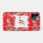 Monogram met bloemen - rood en grijs Case-Mate iPhone case (Achterkant (horizontaal))