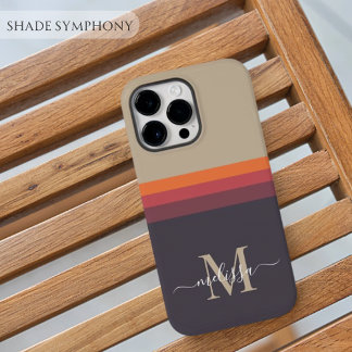 Monogram met Cute Stripe Color Block iPhone 14 Pro Max Hoesje