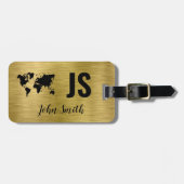 Monogram met de naam Gold Brushed Metallic Custom  Bagagelabel (Voorkant horizontaal)