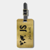 Monogram met de naam Gold Brushed Metallic Custom  Bagagelabel (Voorkant verticaal)