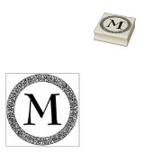 Monogram met dikke  decoratieve rand 	rubberstempel (Gestempeld)