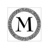 Monogram met dikke  decoratieve rand 	rubberstempel (Afrduk)