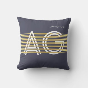 monogram met dunne gouden strepen buitenkussen