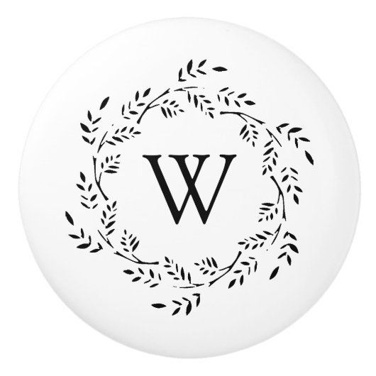 Monogram met één Initiaal flacon Keramische Knop (Voorkant)