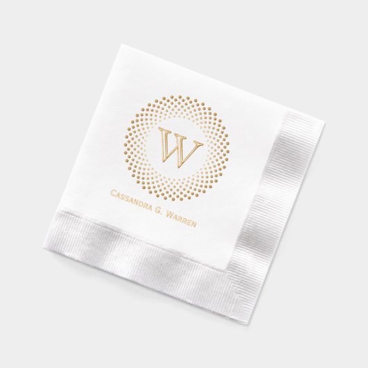 Monogram met één Initiaal rond gestippeld Lijst #3 Folie Servetten (Links)