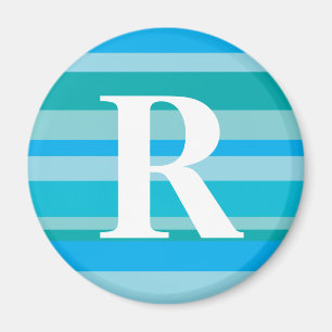 Monogram met een kleurrijke gestreept achtergrond magneet