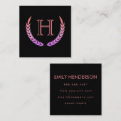 Monogram met elementen (roze) vierkante visitekaartje (Voorkant / Achterkant)