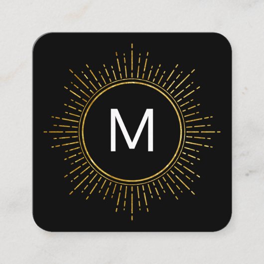 Monogram met Faux Gold Illumined Elements Vierkante Visitekaartje (Voorkant)