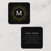 Monogram met Faux Gold Illumined Elements Vierkante Visitekaartje (Voorkant / Achterkant)