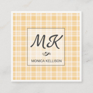Monogram met Flanelen Patroon Vierkante Visitekaartje