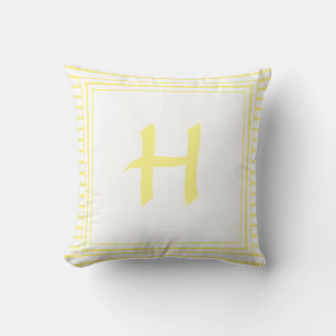 Monogram met gele Lijsten Letter Stripes Cushion Kussen