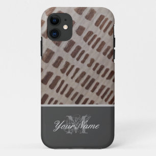  monogram met houten grunge! iPhone 11 hoesje