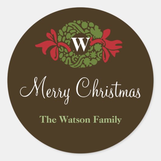 Monogram met kerstcadeaubon label (Voorkant)