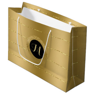 Monogram met kleine faux-gouden strepen groot cadeauzakje