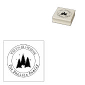 Monogram met liefde bij kerstbomen 	rubberstempel (Gestempeld)