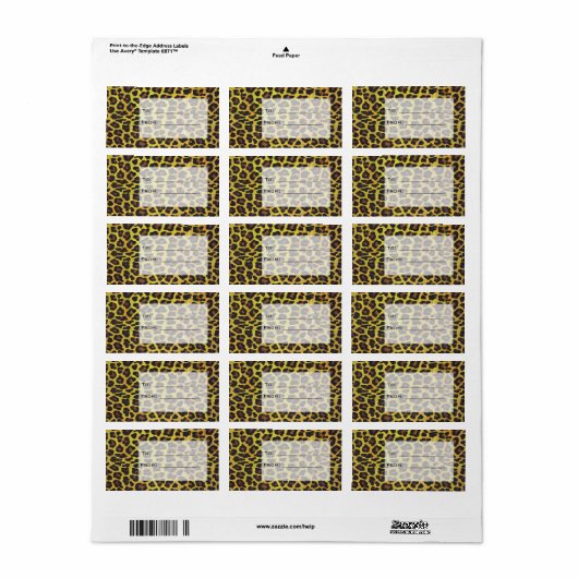 Monogram met luipaard bruin en geel etiket (Full Sheet)