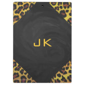 Monogram met luipaard bruin en geel klembord (Achterkant)