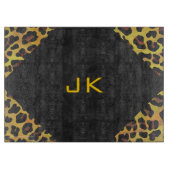 Monogram met luipaard bruin en geel snijplank (Voorkant)