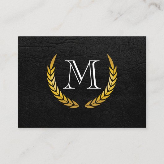 Monogram met Luxe elementen Faux leder Visitekaartje (Voorkant)