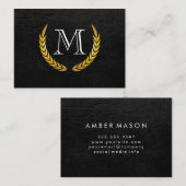 Monogram met Luxe elementen Faux leder Visitekaartje (Voorkant / Achterkant)