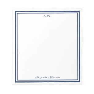 Monogram met marineblauwe randen notitieblok
