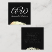 Monogram met Modern Gold geborsteld Vierkante Visitekaartje (Voorkant / Achterkant)