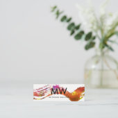 Monogram met modern waterverf geborsteld mini visitekaartje (Staand voorkant)