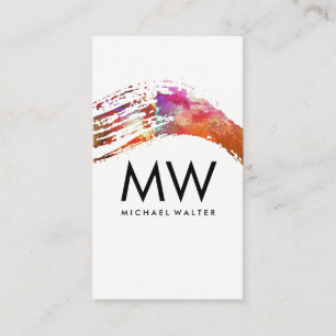 Monogram met modern waterverfborstel visitekaartje