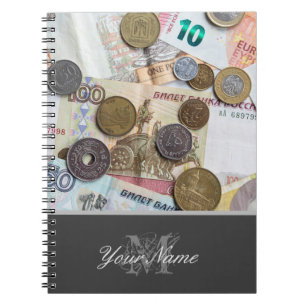  Monogram met munten en bankbiljetten! Notitieboek