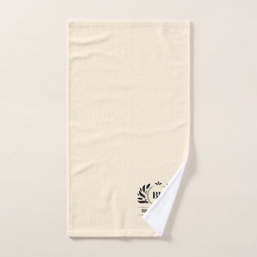 Monogram met naam crème zwart Elegant Bad Handdoek (Handdoek)