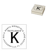 Monogram met naam en adres 	rubberstempel (Gestempeld)