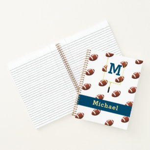 Monogram met Naam Football Thema Notitieboek