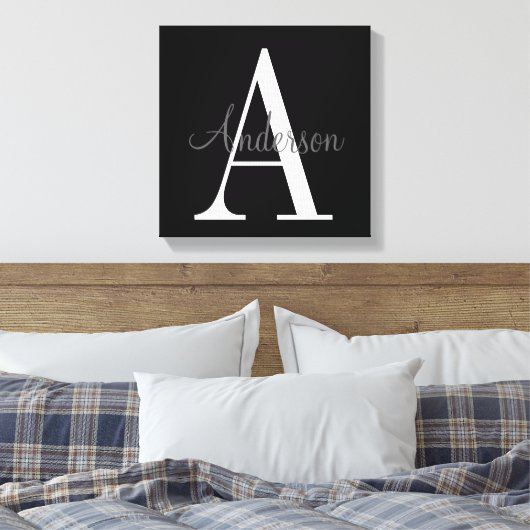 Monogram met naambekleding canvas afdruk (Insitu (Slaapkamer))