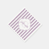 Monogram met Paarse streepjes in Shabby en naam Servet (Hoek)