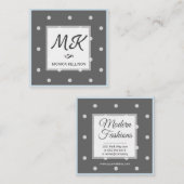 Monogram met polka stippen vierkante visitekaartje (Voorkant / Achterkant)