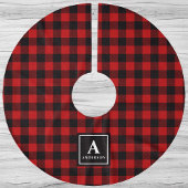 Monogram met rode of zwarte buffelplaat kerstboom rok