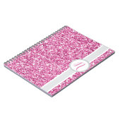 Monogram met roze glitters notitieboek (Linkerzijde)