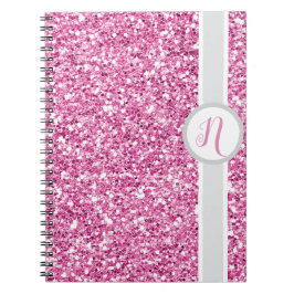 Monogram met roze glitters notitieboek
