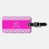 Monogram met roze Quatrefoil patroon Bagagelabel (Voorkant horizontaal)