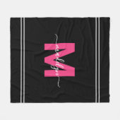 Monogram met roze zwarte scriptnaam fleece deken (Voorkant (Horizontaal))