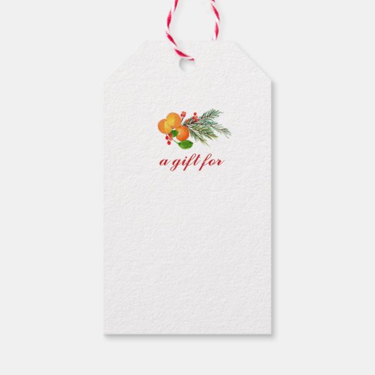 Monogram met Sinaasappels en Grieks kerstfeest Cadeaulabel (Achterkant)
