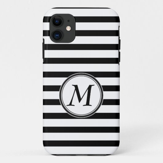 Monogram met strepen Case-Mate iPhone case (Achterkant)