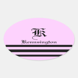 "Monogram met strepen in trouwlettertype" Ovale Sticker