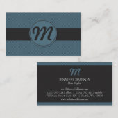 Monogram met textuur (blauw) visitekaartje (Voorkant / Achterkant)