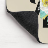  monogram met wit & Aqua Floral op Tan Muismat (Hoek)