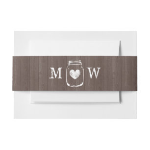  monogram met zaadkorrel - jar bruiloft uitnodigingen wikkel